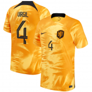 2022 World Cup Netherlands Home Jersey Virgil #4